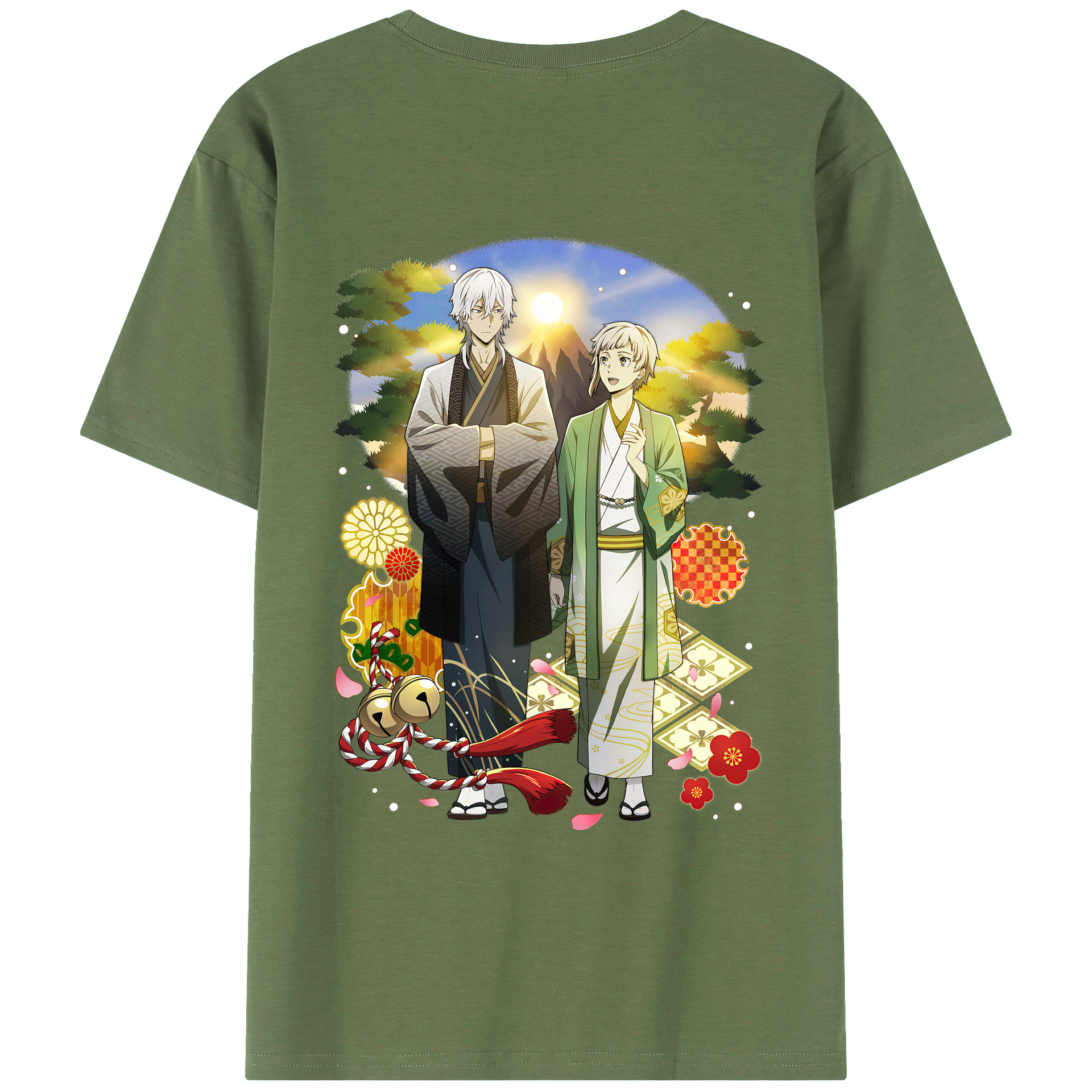 （画像用） 文豪ストレイドッグス Bungo Stray Dogs 綿100％ メンズ半袖Tシャツ（バックプリント） 通気性